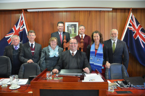 Signing off on the Southern Downs Regional Council budget were Cr Glyn Rees, Cr Jamie Mackenzie, Cr Denise Ingram, Mayor Cr Peter Blundell, Cr Jo McNally, Cr Vic Pennisi. (L-R back) Cr Cameron Gow and Cr Ross Bartley. Cr Neil Meiklejohn was also present during the meeting.